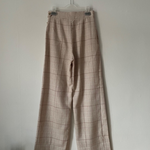WILFRED cream and pink plaid pants - Picture 3 of 4